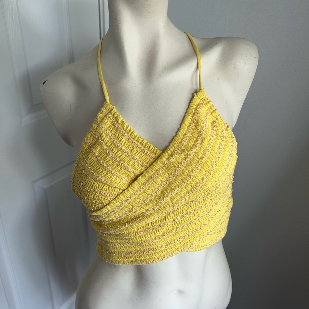 Free people yellow smocked tank top